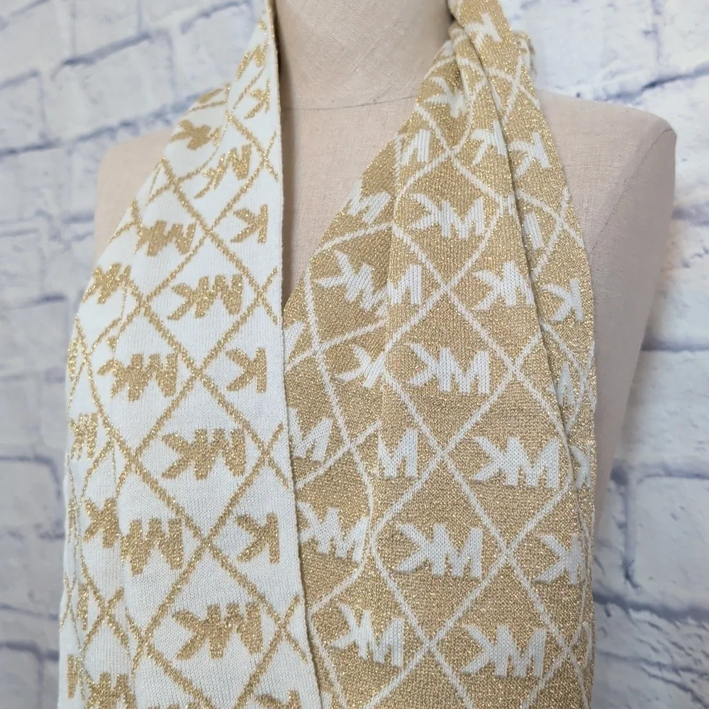 Michael Kors Cream & Gold Reversible Infinity Scarf